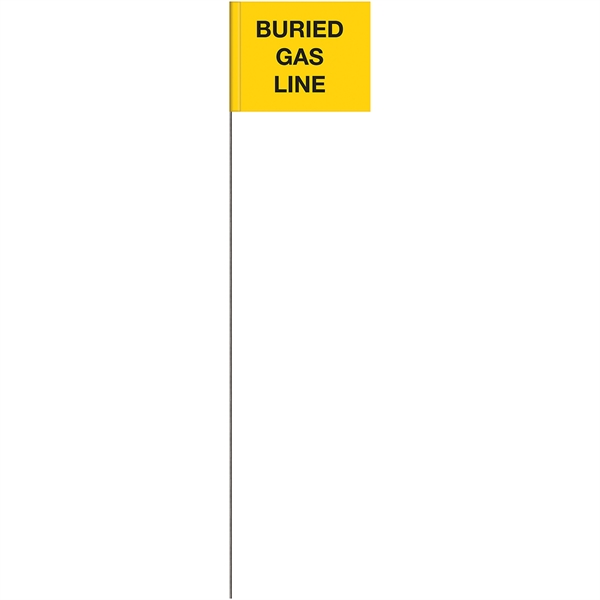 Yellow Marker Flag With "Buried Gas Line" Text